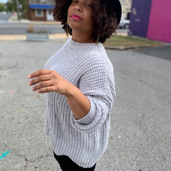 Chenille Soft Grey Sweater - Picture 2 of 4